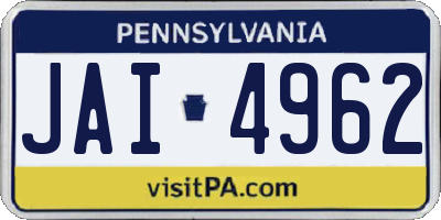 PA license plate JAI4962