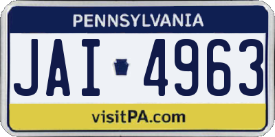 PA license plate JAI4963