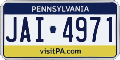 PA license plate JAI4971
