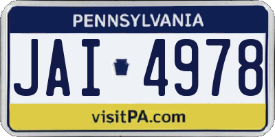 PA license plate JAI4978