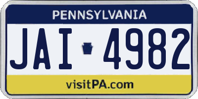 PA license plate JAI4982