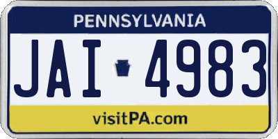 PA license plate JAI4983