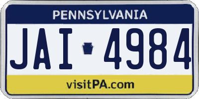 PA license plate JAI4984