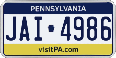 PA license plate JAI4986