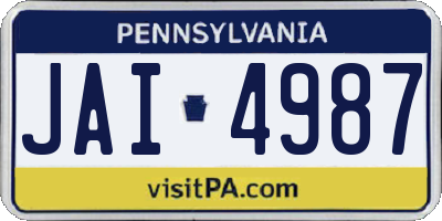 PA license plate JAI4987