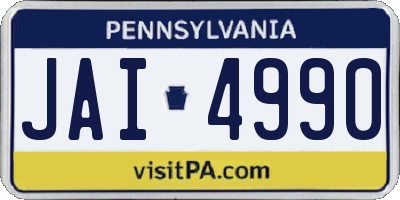 PA license plate JAI4990