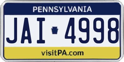 PA license plate JAI4998