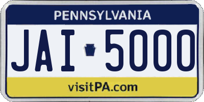 PA license plate JAI5000