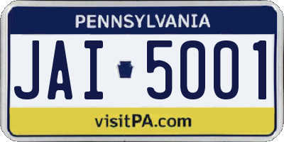 PA license plate JAI5001