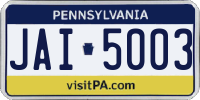 PA license plate JAI5003