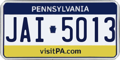 PA license plate JAI5013