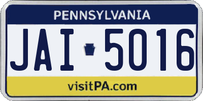 PA license plate JAI5016