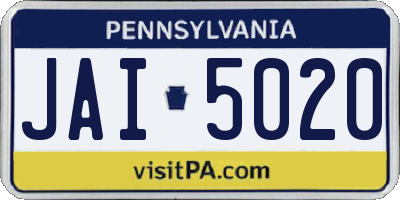 PA license plate JAI5020