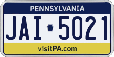 PA license plate JAI5021