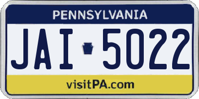 PA license plate JAI5022