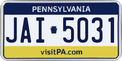 PA license plate JAI5031