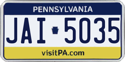 PA license plate JAI5035