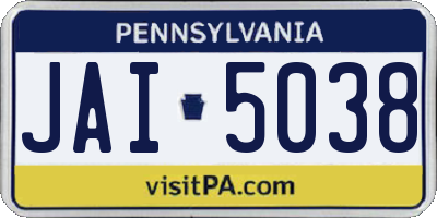 PA license plate JAI5038