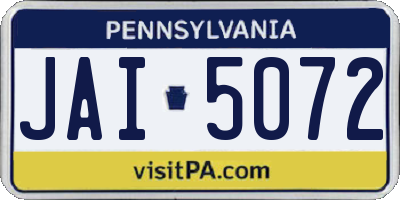 PA license plate JAI5072