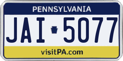 PA license plate JAI5077