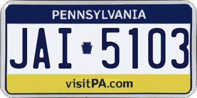 PA license plate JAI5103