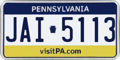 PA license plate JAI5113
