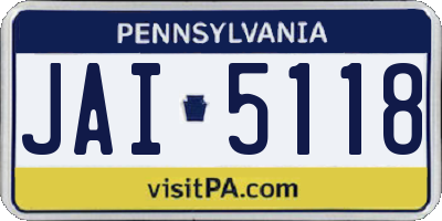 PA license plate JAI5118