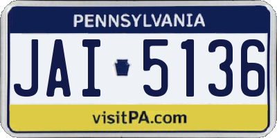 PA license plate JAI5136