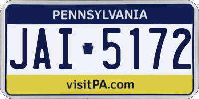 PA license plate JAI5172