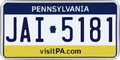 PA license plate JAI5181