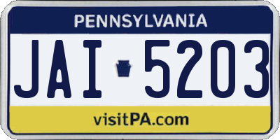 PA license plate JAI5203