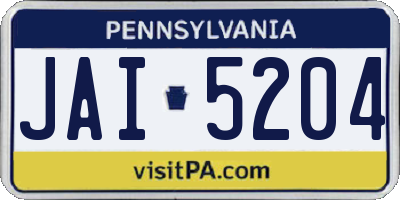 PA license plate JAI5204