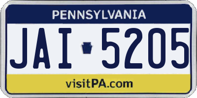 PA license plate JAI5205