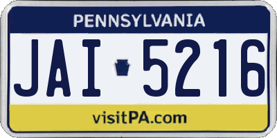 PA license plate JAI5216