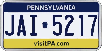 PA license plate JAI5217