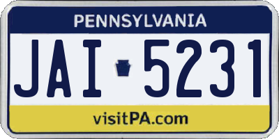 PA license plate JAI5231