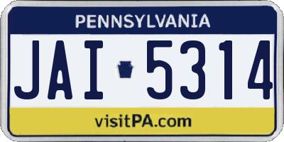 PA license plate JAI5314
