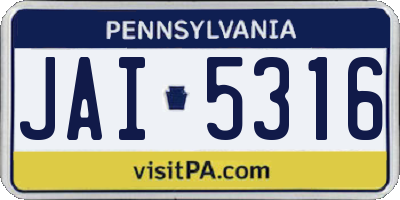 PA license plate JAI5316