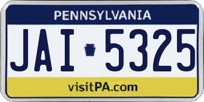 PA license plate JAI5325