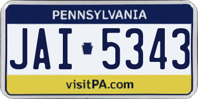 PA license plate JAI5343
