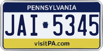 PA license plate JAI5345