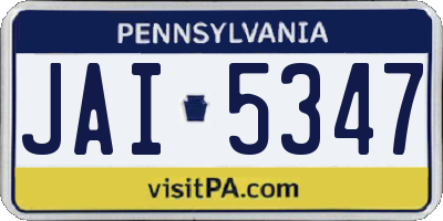 PA license plate JAI5347