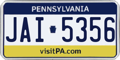 PA license plate JAI5356