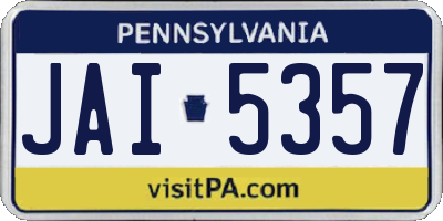 PA license plate JAI5357