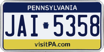 PA license plate JAI5358