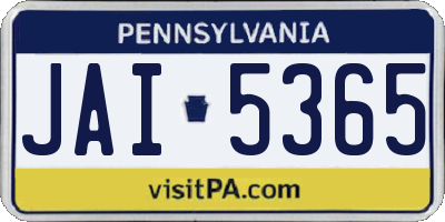 PA license plate JAI5365