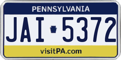 PA license plate JAI5372