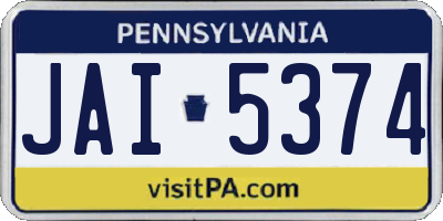 PA license plate JAI5374