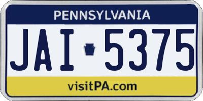 PA license plate JAI5375