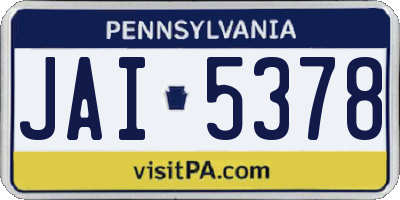 PA license plate JAI5378